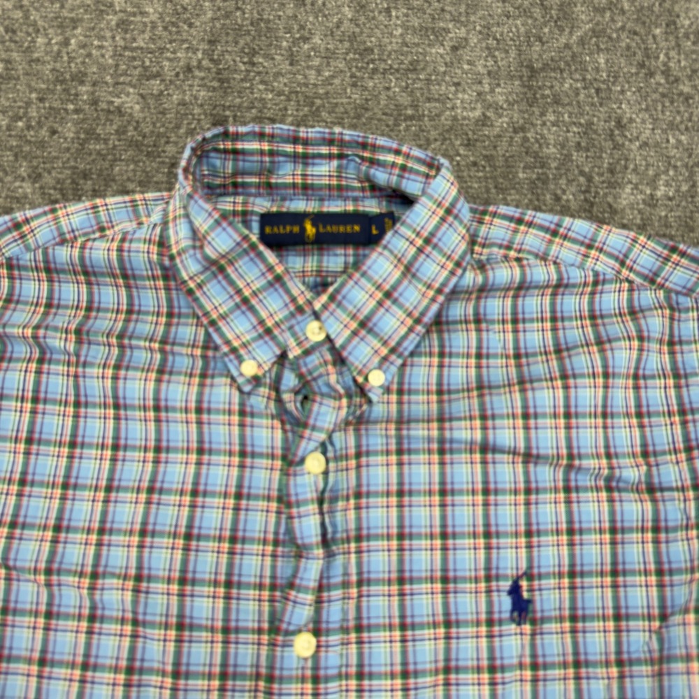 Polo Ralph Lauren Plaid Button Down Shirt Blue Multi Color Size L